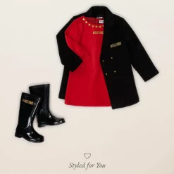 Moschino Kid-Teen Dresses*Girls Red Velvet Hearts Dress