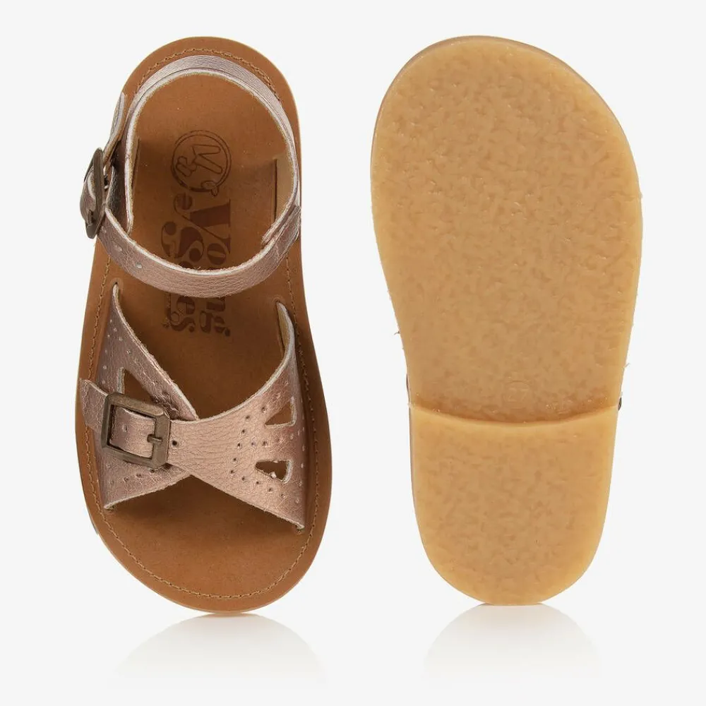 Young Soles Sandals|Sandals*Girls Rose Gold Faux Leather Sandals