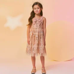 Manuela de Juan Bar Shoes*Girls Rose Gold Glitter Shoes