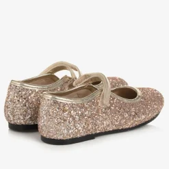 Manuela de Juan Bar Shoes*Girls Rose Gold Glitter Shoes