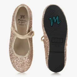 Manuela de Juan Bar Shoes*Girls Rose Gold Glitter Shoes