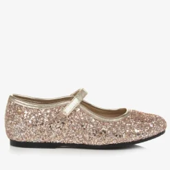 Manuela de Juan Bar Shoes*Girls Rose Gold Glitter Shoes