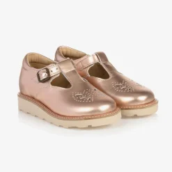 Young Soles Bar Shoes|Bar Shoes*Girls Rose Gold Leather Shoes