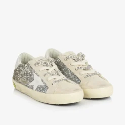 Golden Goose Trainers|Trainers*Girls Silver & Gold Glitter Super-Star Trainers