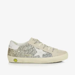 Golden Goose Trainers|Trainers*Girls Silver & Gold Glitter Super-Star Trainers