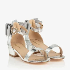 Angels Face Wedges & Heels|Wedges & Heels*Girls Silver Bow Heeled Sandal