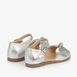 Age of Innocence Sandals|Sandals*Girls Silver Bow Leather Sandals