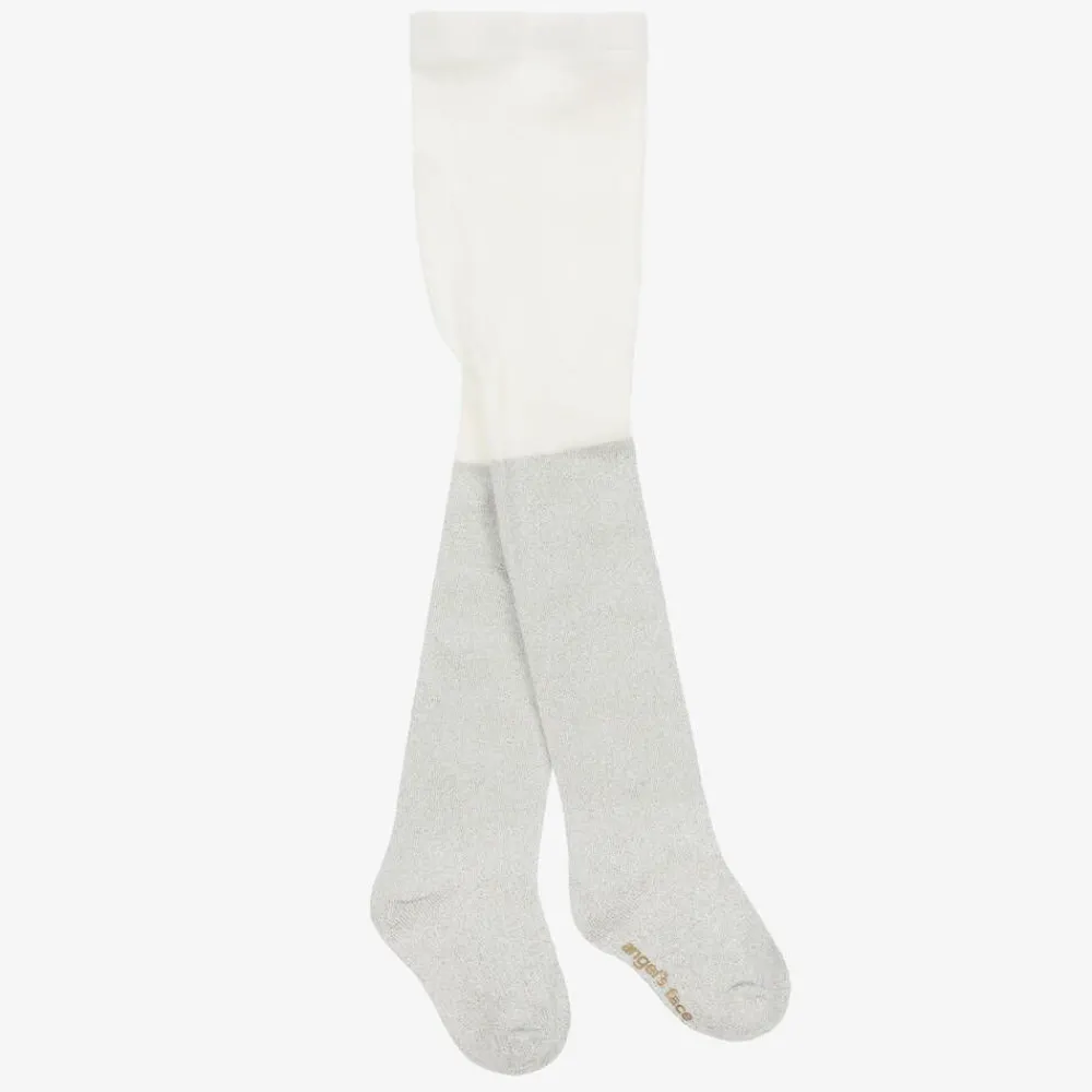 Angels Face Tights*Girls Silver Cotton Glitter Tights