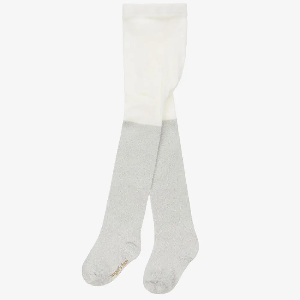 Angels Face Tights*Girls Silver Cotton Glitter Tights