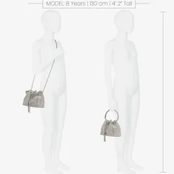 David Charles Bags*Girls Silver Diamanté Bucket Bag (15cm)