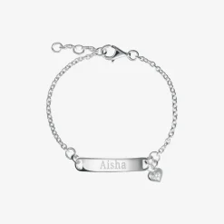 Little Star Jewellery*Girls Silver Diamond Charm ID Bracelet