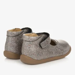 Pom dApi Bar Shoes|Bar Shoes*Girls Silver Glitter Bar Shoes