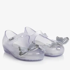 Mini Melissa Jelly Shoes|Jelly Shoes*Girls Silver Glitter Butterfly Jelly Shoes