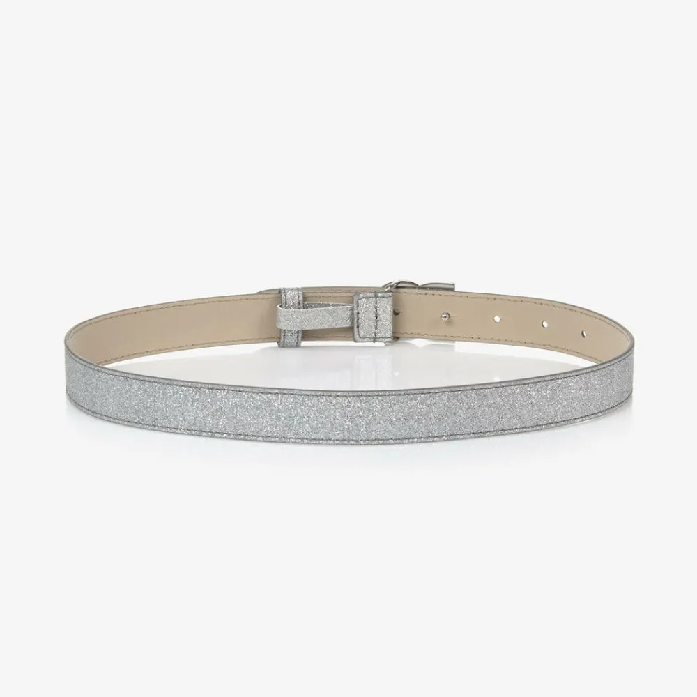 Dolce amp; Gabbana Clothing Accessories*Girls Silver Glitter DG Buckle Belt