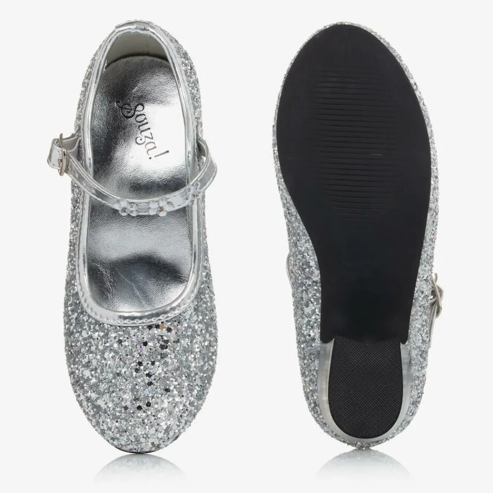 Souza Wedges & Heels|Wedges & Heels*Girls Silver Glitter Heeled Shoes