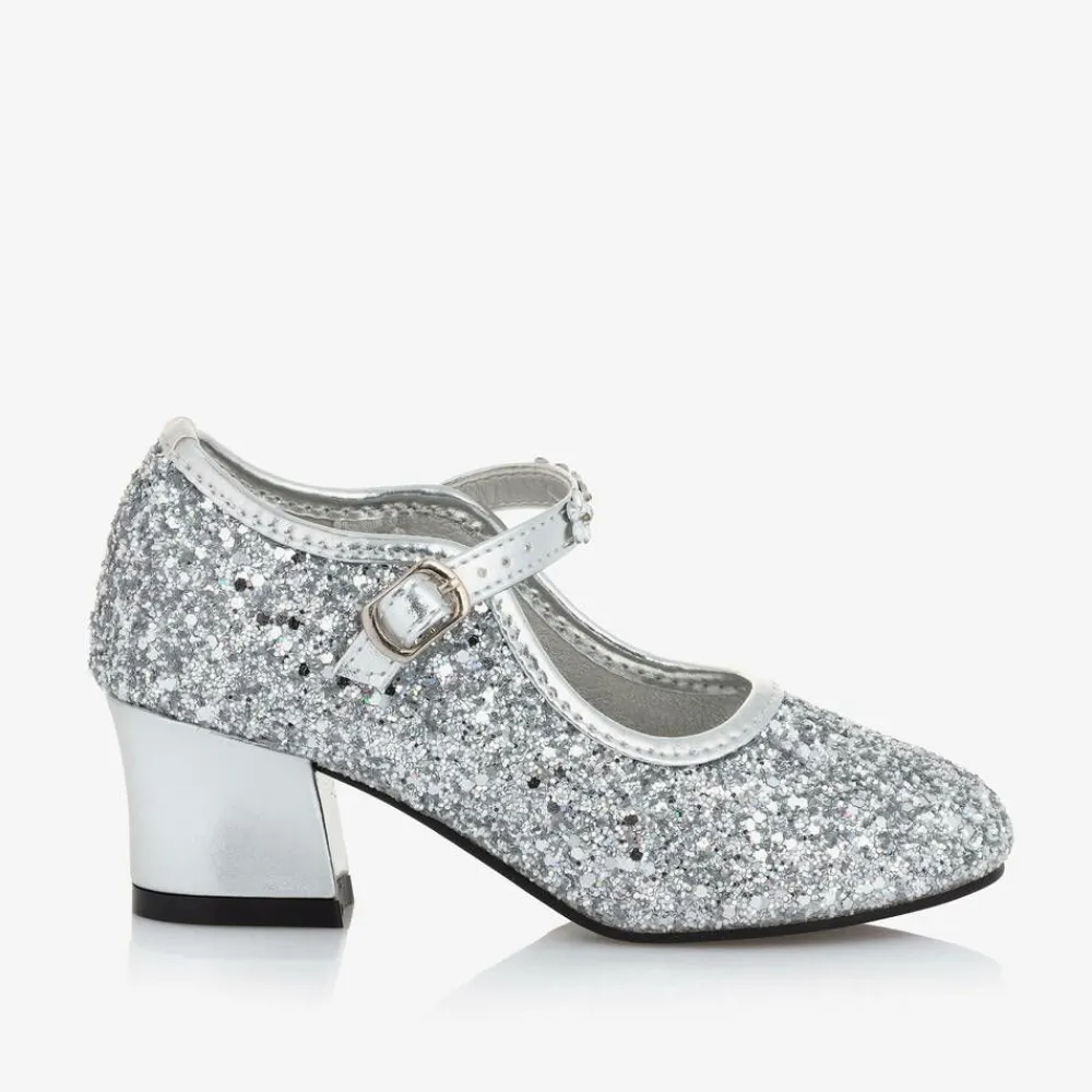 Souza Wedges & Heels|Wedges & Heels*Girls Silver Glitter Heeled Shoes