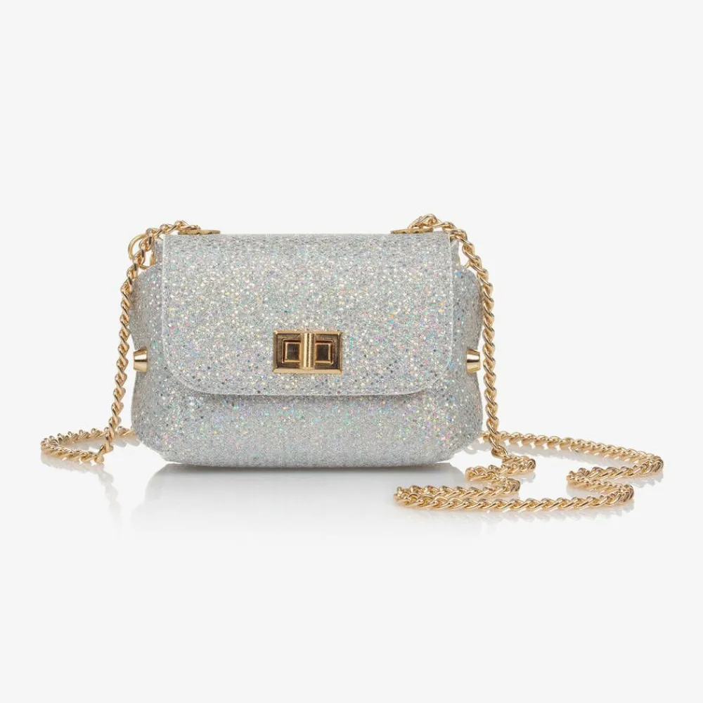 Zaccone Bags*Girls Silver Glitter Leather Bag (12cm)