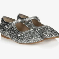 Manuela de Juan Bar Shoes|Bar Shoes*Girls Silver Glitter Shoes
