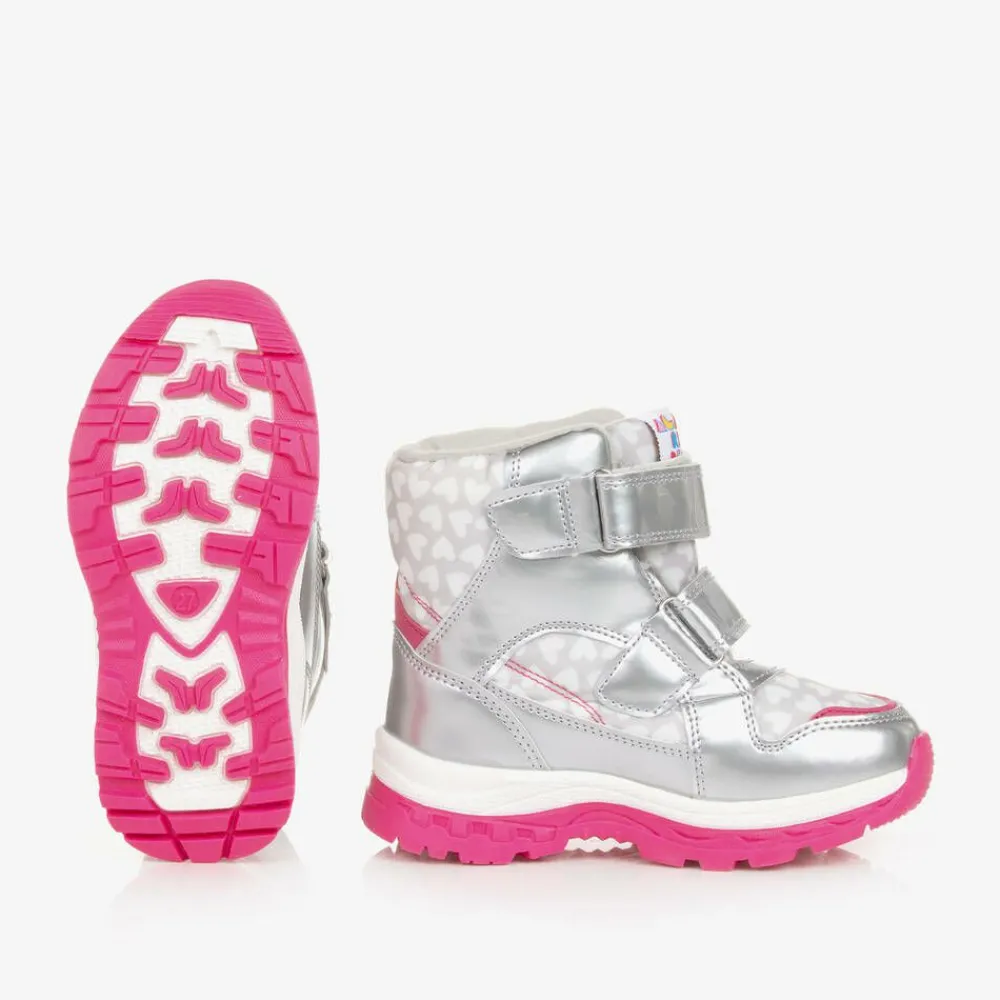 Agatha Ruiz de la Prada Snow Boots|Snow Boots*Girls Silver Heart Print Snow Boots
