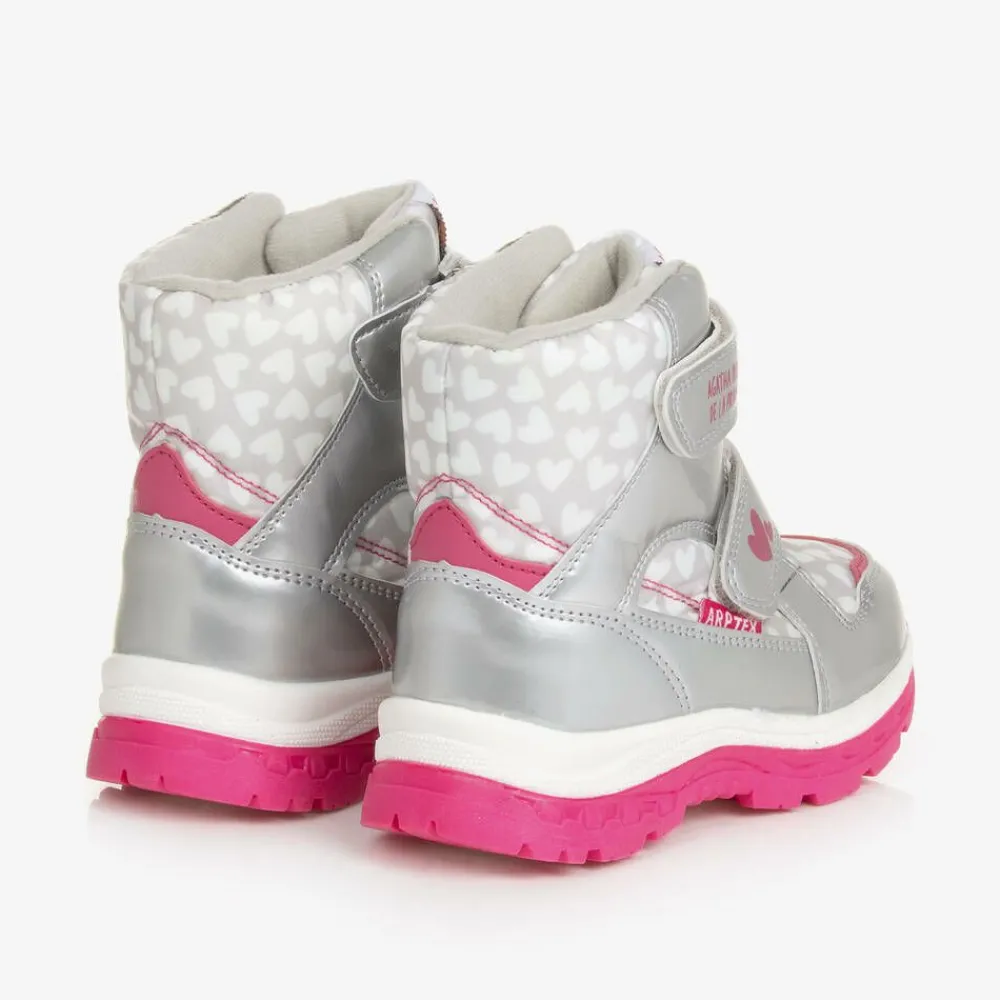 Agatha Ruiz de la Prada Snow Boots|Snow Boots*Girls Silver Heart Print Snow Boots