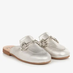 Irpa Loafers & Moccasins|Loafers & Moccasins*Girls Silver Leather Backless Loafers