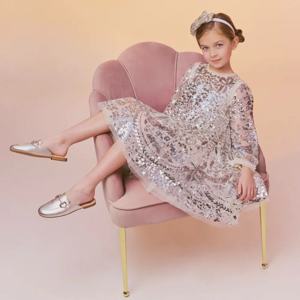 Irpa Loafers & Moccasins|Loafers & Moccasins*Girls Silver Leather Backless Loafers