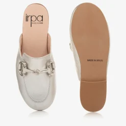 Irpa Loafers & Moccasins|Loafers & Moccasins*Girls Silver Leather Backless Loafers