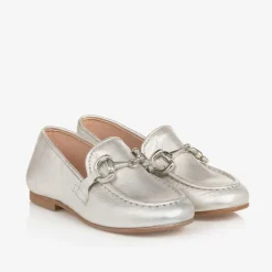 Irpa Loafers & Moccasins|Loafers & Moccasins*Girls Silver Leather Loafers