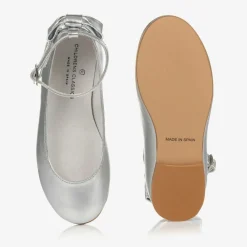 Childrens Classics Bar Shoes*Girls Silver Leather Shoes