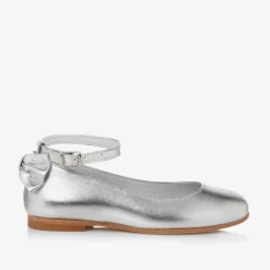 Childrens Classics Bar Shoes*Girls Silver Leather Shoes