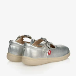 Chipmunks Traditional Shoes*Girls Silver Leather T-Bar Shoes