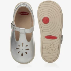 Chipmunks Traditional Shoes*Girls Silver Leather T-Bar Shoes