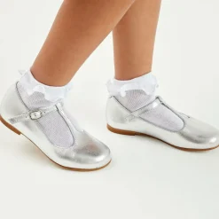 Beatrice amp; George Traditional Shoes|Bar Shoes*Girls Silver Leather T-Bar Shoes