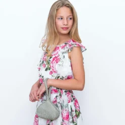 David Charles Bags*Girls Silver Rhinestone Handbag (15cm)