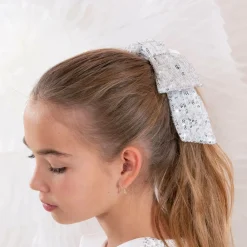 Patachou Hair Accessories*Girls Silver Sequin Bow Hair Elastic
