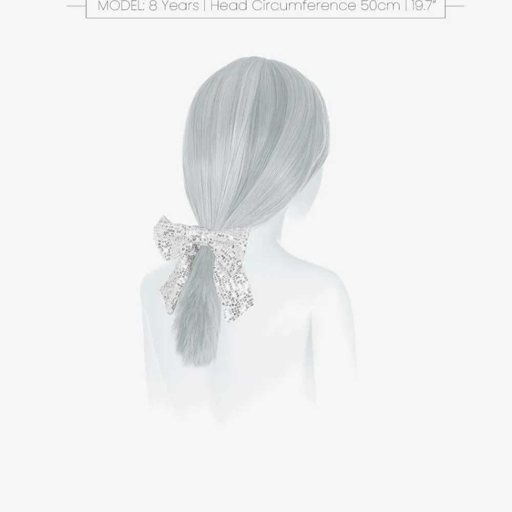 Patachou Hair Accessories*Girls Silver Sequin Bow Hair Elastic