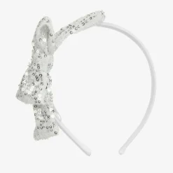 Patachou Hair Accessories*Girls Silver Sequin Bow Hairband