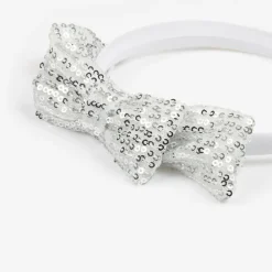 Patachou Hair Accessories*Girls Silver Sequin Bow Hairband