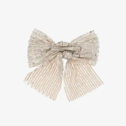 Phi Clothing Hair Accessories*Girls Silver Sequin Bow Hair Clip (15cm)