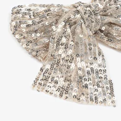 Phi Clothing Hair Accessories*Girls Silver Sequin Bow Hair Clip (15cm)