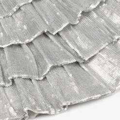Marlo Kids Gifts*Girls Silver Tiered Sequinned Tulle Dress
