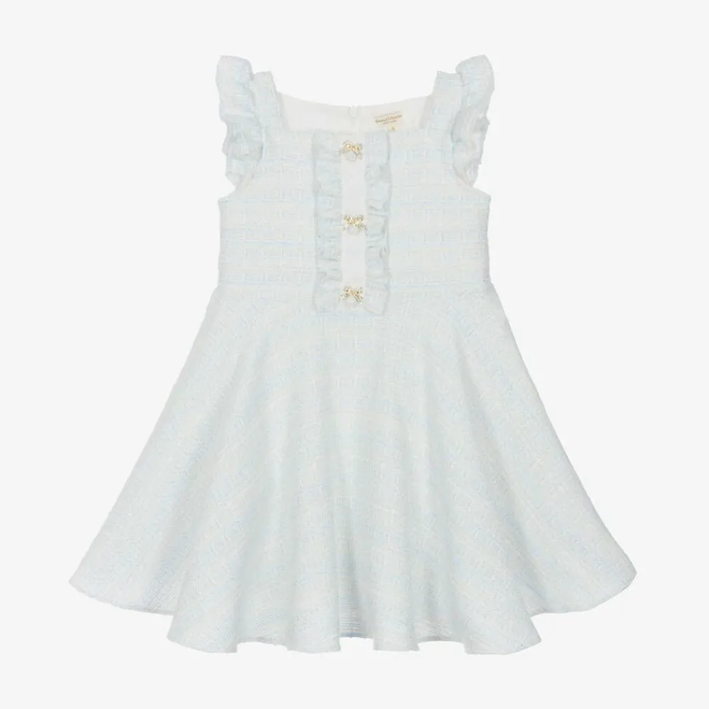 David Charles Dresses*Girls Sparkly Blue Tweed Dress