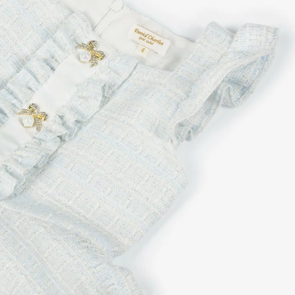 David Charles Dresses*Girls Sparkly Blue Tweed Dress