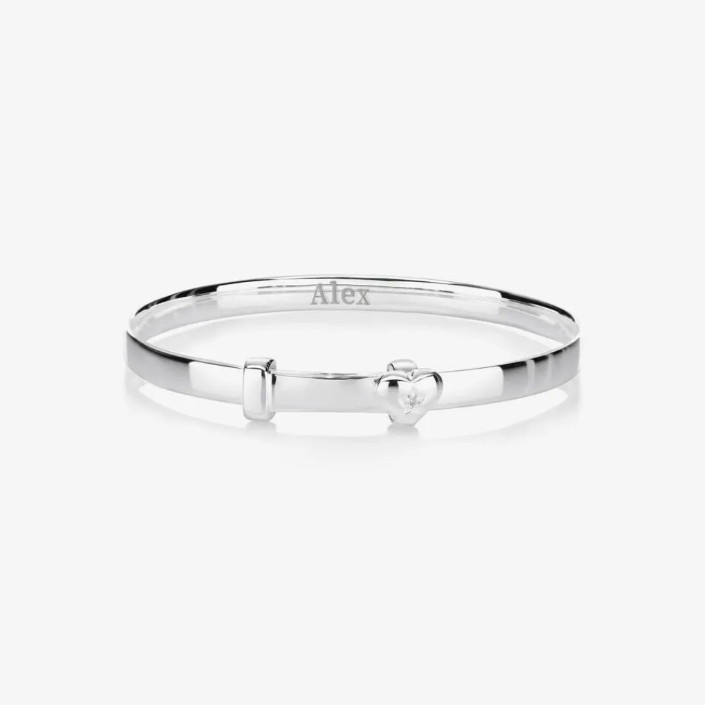 Little Star Jewellery|Jewellery*Girls Sterling Silver Diamond Heart Bangle