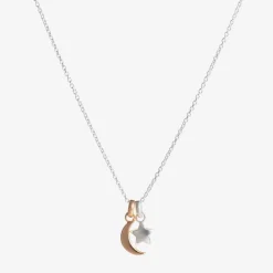 Little Star Jewellery*Girls Sterling Silver Star & Moon Necklace (38cm)