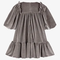 Jessie and James London Dresses*Girls Taupe Grey Velour Dress