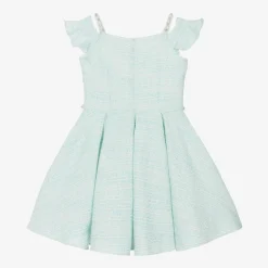 David Charles Dresses*Girls Turquoise Blue Tweed Dress