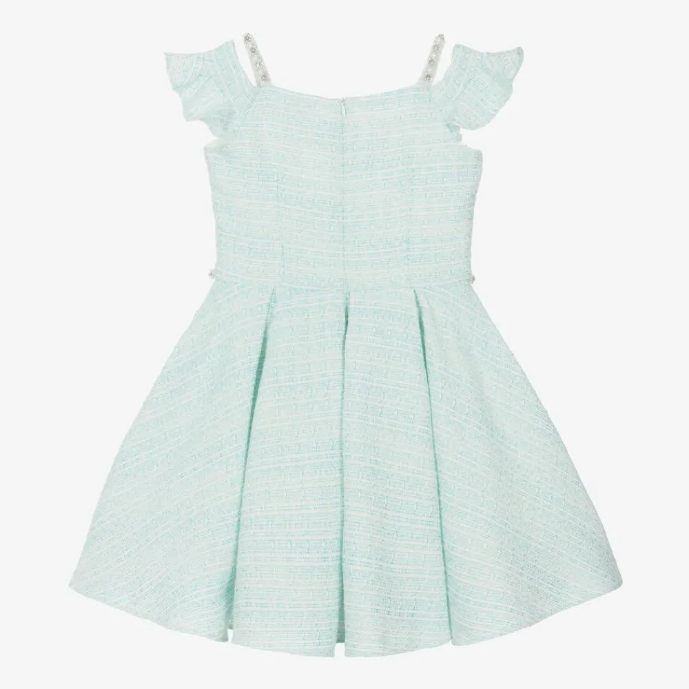 David Charles Dresses*Girls Turquoise Blue Tweed Dress