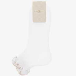 Story Loris Socks*Girls White & Ivory Ruffle Socks
