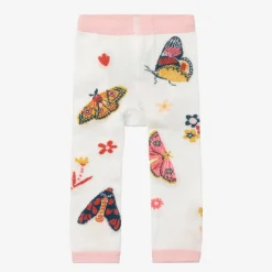 Powell Craft Leggings*Girls White & Pink Cotton Butterfly Leggings